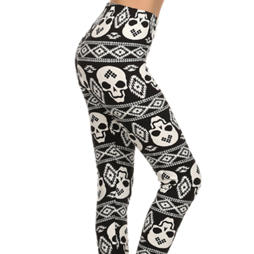 Black White Skull Super Soft Leggings